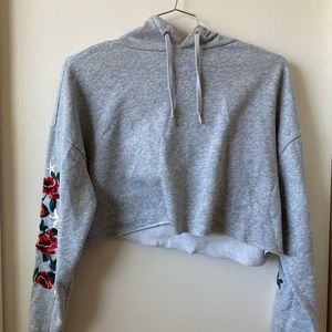 cropped hoodie with roses